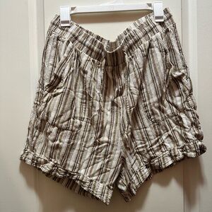 Striped Elastic-Waist Women’s Shorts - Neutral Stripe XL